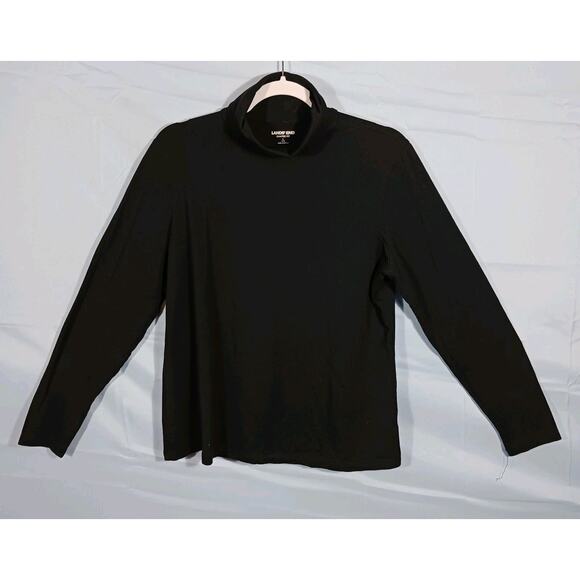 LANDS END Women's Large 14-16 Shaped Fit Turtleneck Stretch Black Cotton Modal - Picture 1 of 5